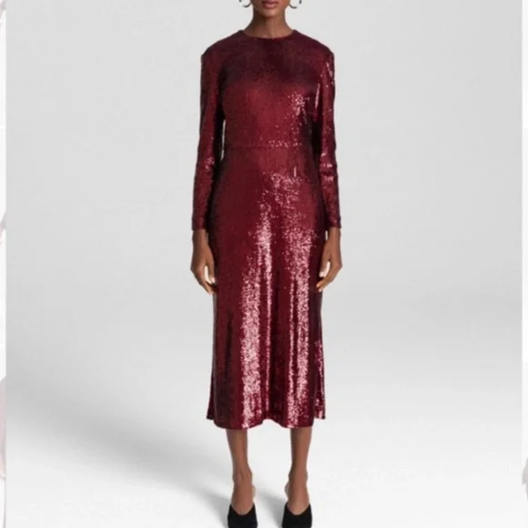 A.L.C. Jagger Sequin Midi Dress in Bordeaux - Picture 1 of 15